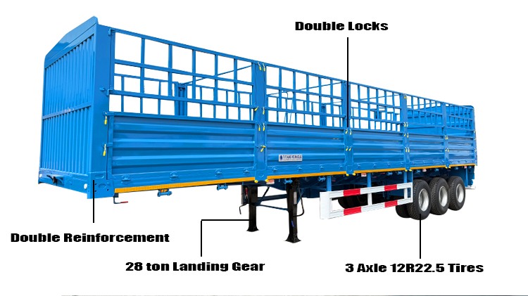 3 Axle Semi Fence Cargo Trailer for Sale Price in Malawi