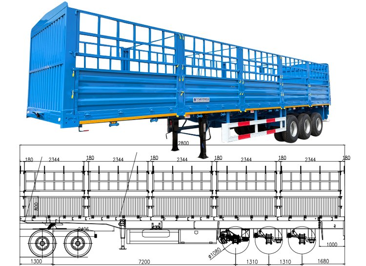 3 Axle Semi Fence Cargo Trailer for Sale Price in Malawi